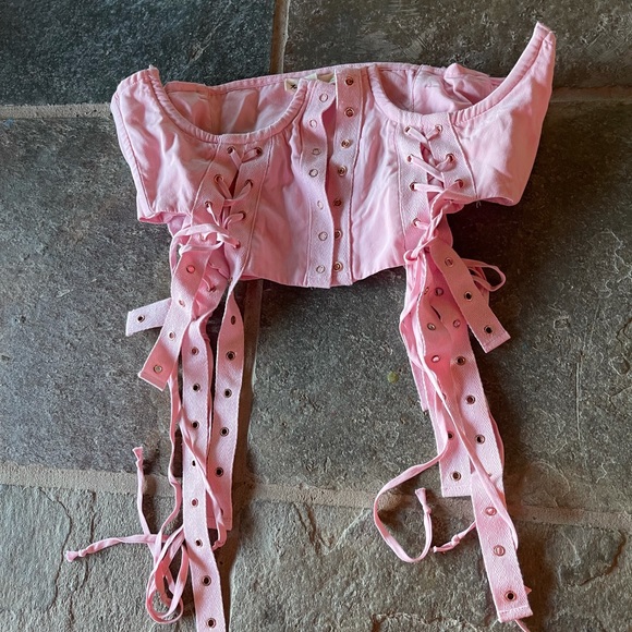 For Love And Lemons Accessories - For Love & Lemons pink NWOT lace up corset